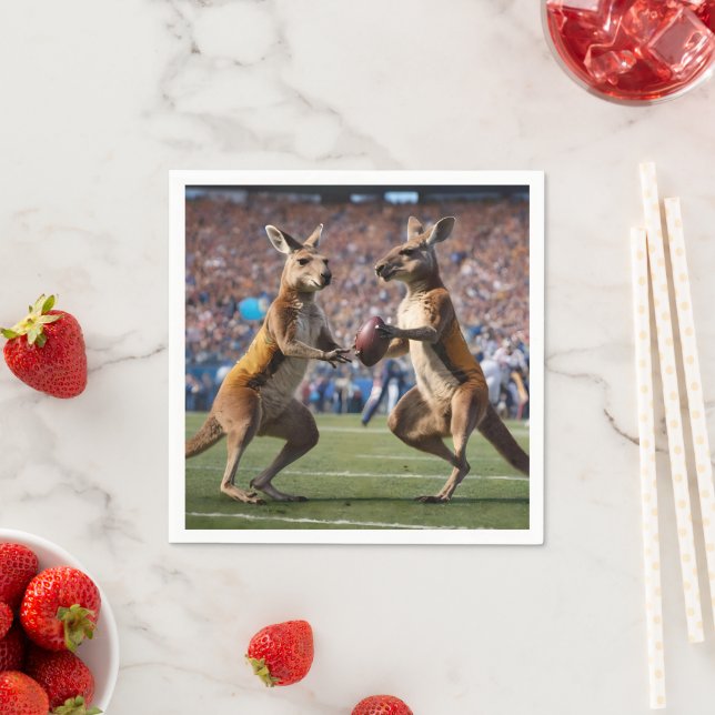 Lättare Australian Kangaroos Spelande Football Pappersservett (Insitu)