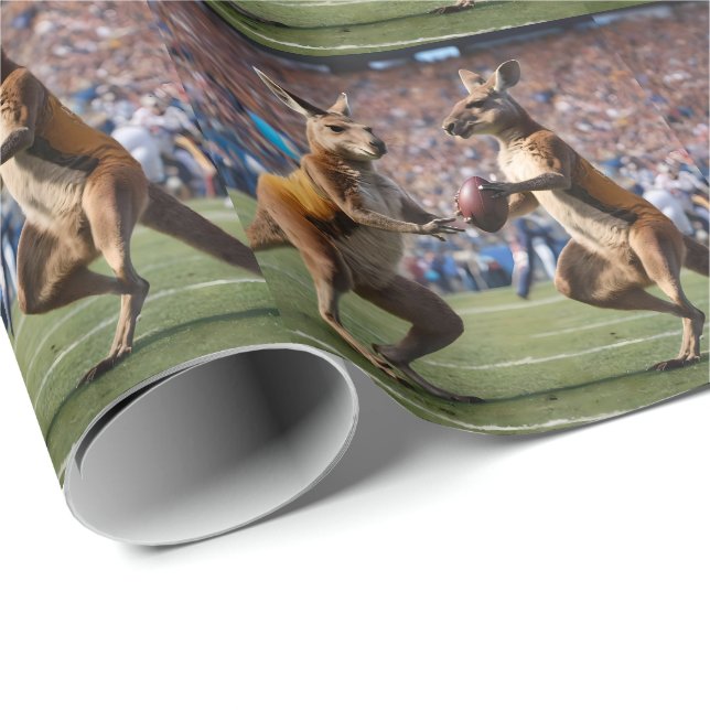 Lättare Australian Kangaroos Spelande Football Presentpapper (Rullad Hörn)