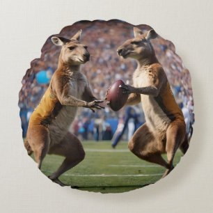 Lättare Australian Kangaroos Spelande Football Rund Kudde