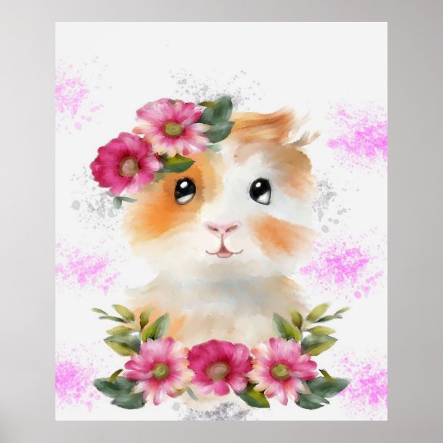 Lättare Baby Guinea-Gris med blommiga gift Älskare Poster (Framsidan)
