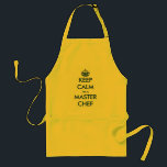 Lättare behålla lugn chef Bq apron för manar Förkläde<br><div class="desc">Lustigt behålla lugn chef Bq apron för manar. Vintagens typografimall med marinblått krona. Anpassadet färg. Skapa din egen roligt KeepCalm-parodi. Cute Birthday eller Lycklig Fars dag presentidé för grillmästare, Bq kung, best pappa, grillmästare make, coola stepfather, underbarare morfar, morbror, chef, bror, vän, familjemedlem, kock, kollega, medarbetare, pojkvän, brudgumm osv. Humoriserad...</div>