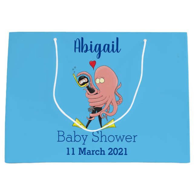 Lättare bläckfisk, dykare tecknad humor (Framsidan)