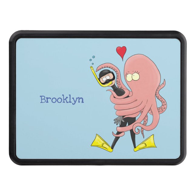 Lättare bläckfisk, dykare tecknad humor dragkroksskydd (Framsidan)