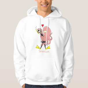 Lättare bläckfisk, dykare tecknad humor hoodie