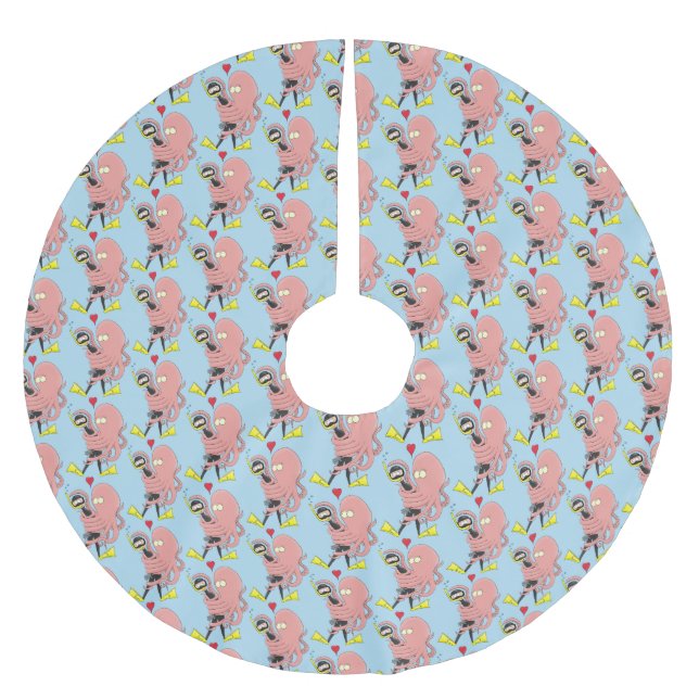 Lättare bläckfisk, dykare tecknad humor julgransmatta borstad polyester (Framsidan)