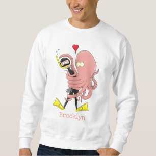 Lättare bläckfisk, dykare tecknad humor lång ärmad tröja