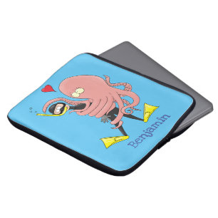 Lättare bläckfisk, dykare tecknad humor laptop fodral