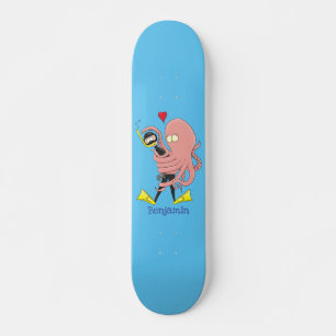 Lättare bläckfisk, dykare tecknad humor mini skateboard bräda 18,5 cm