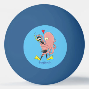 Lättare bläckfisk, dykare tecknad humor pingisboll