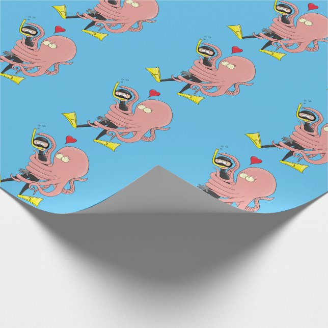 Lättare bläckfisk, dykare tecknad humor presentpapper (Hörn)