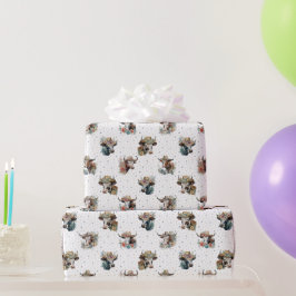 Lättare Blommigt Cows Wearing Hats Mönster Farm Presentpapper