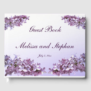 Lättare Blommigt Lilac Flowers Bröllop Guest Bok