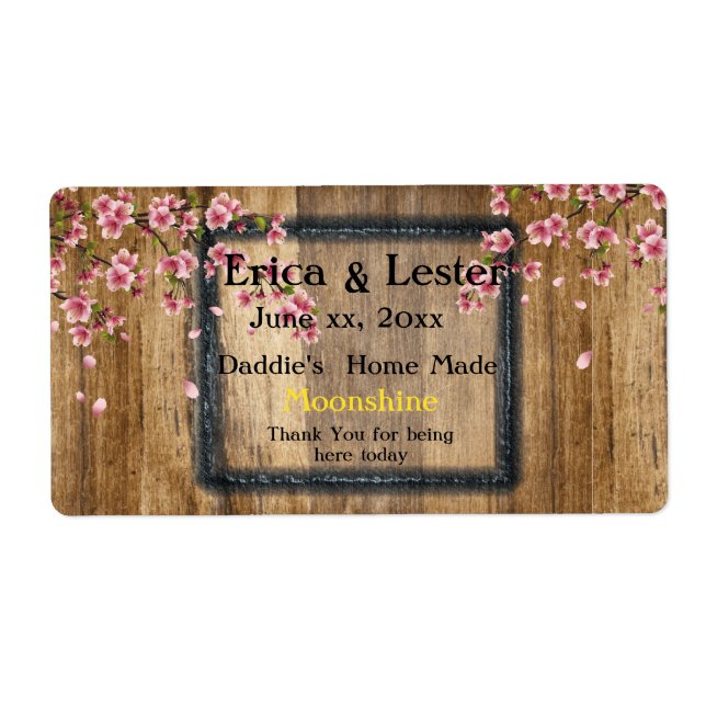 Lättare Bröllop Vin/Moonshine-etikett Fraktsedel (Framsidan)