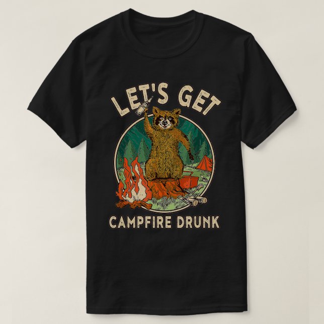 Lättare Camping Drinking gör att Campfire Drunk bl T Shirt (Design framsida)