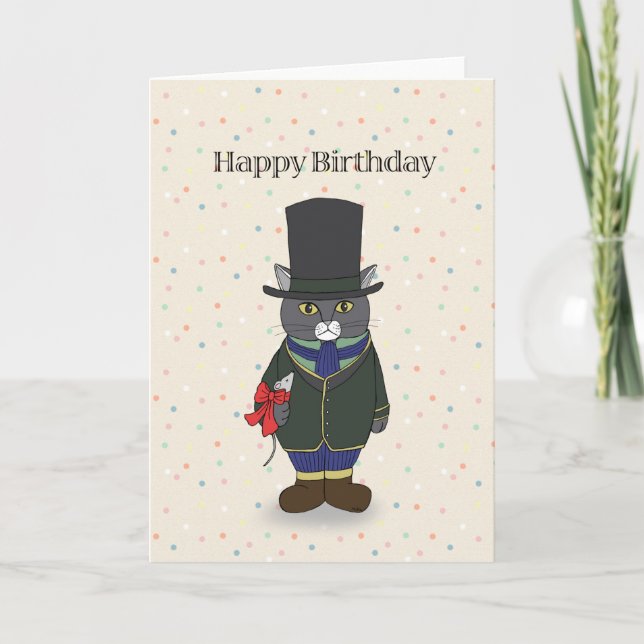 Lättare Cat Birthday död mice Gift från en katt Kort (Framsida)