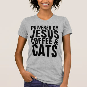 Lättare Coola CAT-tröjor, CATS COFFEE JESUS T Shirt