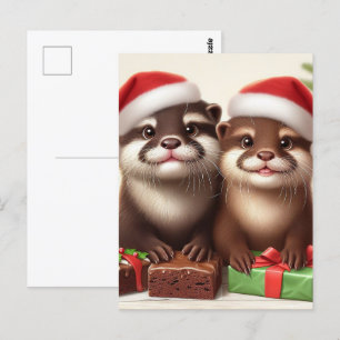 Lättare Cute Otter Baking jul Cookies Vykort