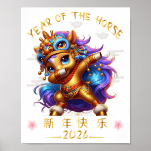 Lättare Dabbing Horse Chinese Zodiac Year of the H Poster