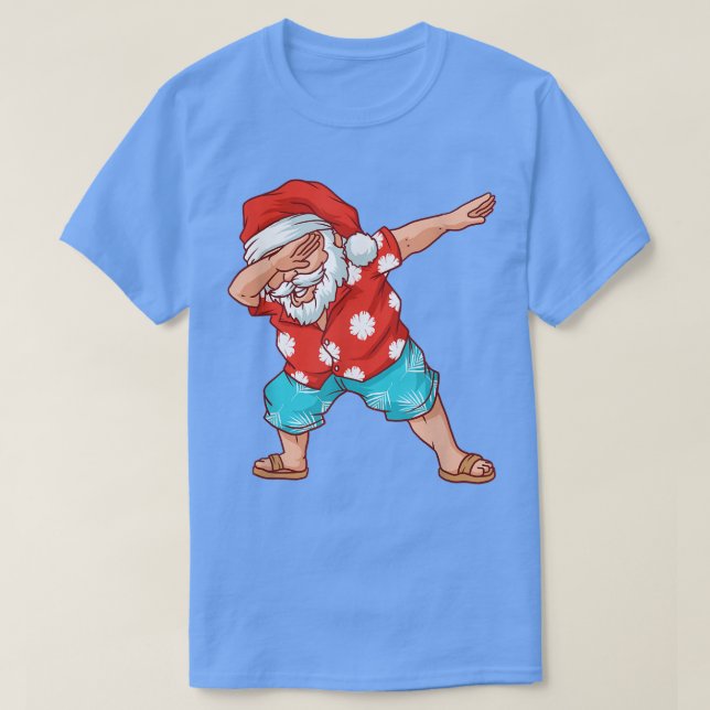 Lättare Dabbing Santa Beach Hawaiian Julafton i ju T Shirt (Design framsida)
