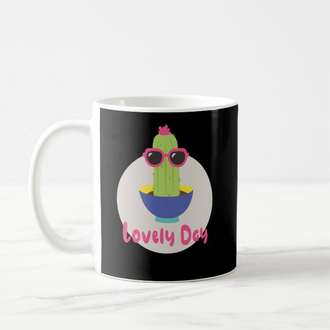Lättare dag Kawaii lustiga cactus med solglasögon Kaffemugg (Vänster)