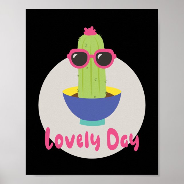 Lättare dag Kawaii lustiga cactus med solglasögon Poster (Framsidan)