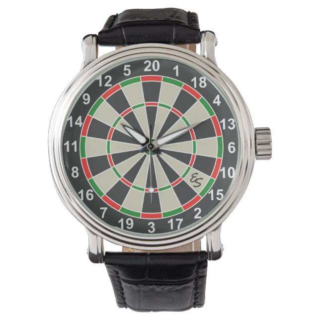 Lättare Dartboard Circle Monogrammed Roligt Armbandsur (Framsida)