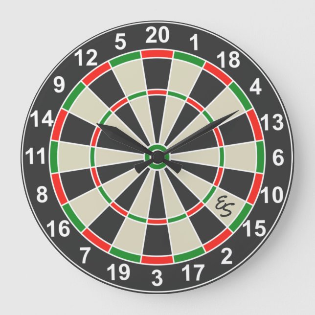 Lättare Dartboard Circle Monogrammed Roligt Stor Klocka (Framsida)