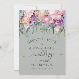 Lättare Färgad Exotic Protea Flowers Spara datumet Meddelande