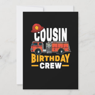 Lättare Firefighter Firelångtruc Cousin Birthday C Inbjudningar