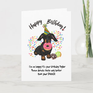 Lättare för Dachshund Hund Birthday Card Donuts Inbjudan
