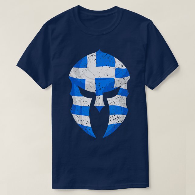 Lättare grekiska Spartan Helmet Flagga Gift För ma T Shirt (Design framsida)
