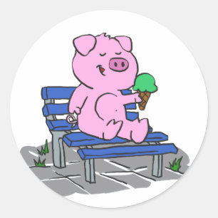 Lättare gris som äter glass   välj tillbaka färg runt klistermärke