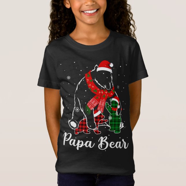 Lättare Grönt Red Play Pappa Bear Matching Pajama  T Shirt (Framsida)