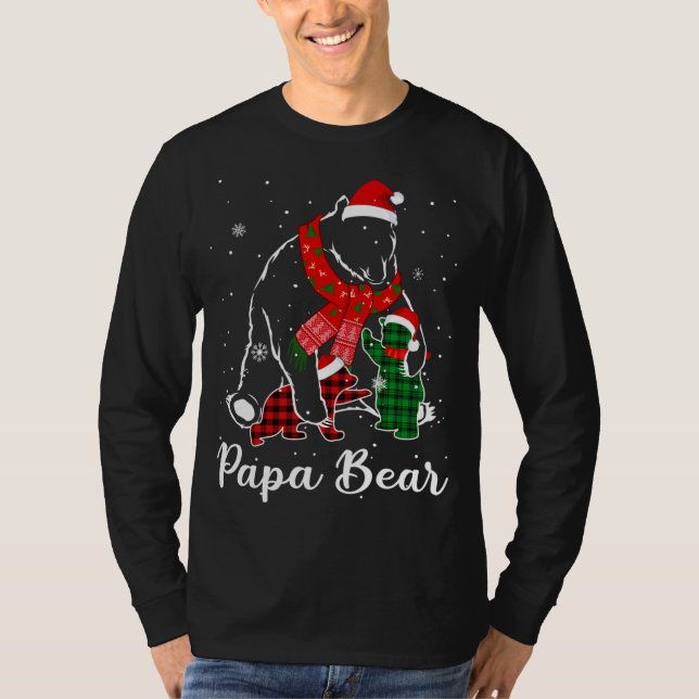 Lättare Grönt Red Play Pappa Bear Matching Pajama  T Shirt (Framsida)