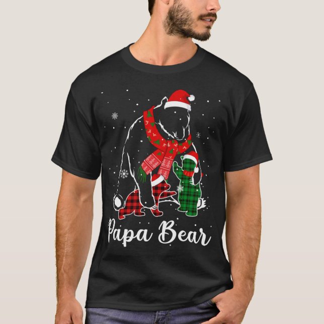 Lättare Grönt Red Play Pappa Bear Matching Pajama  T Shirt (Framsida)