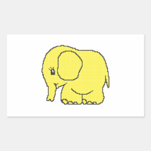 Lättare gult av elefant med kor-stygn rektangulärt klistermärke