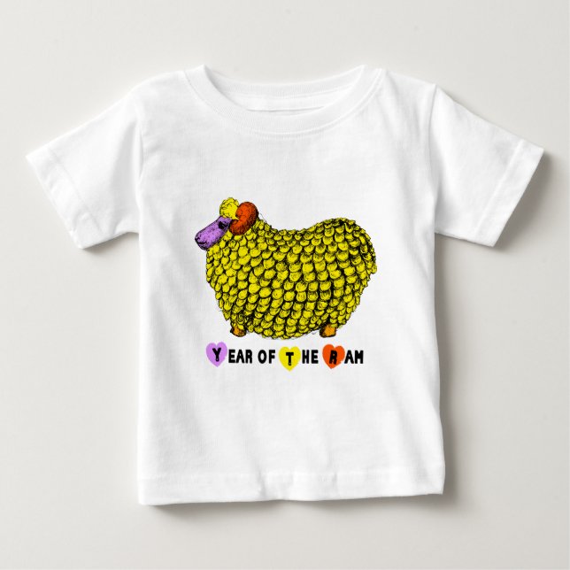 Lättare Gult Ram Kinesisk nyårshämtning Zodiac B W T-shirt (Framsida)