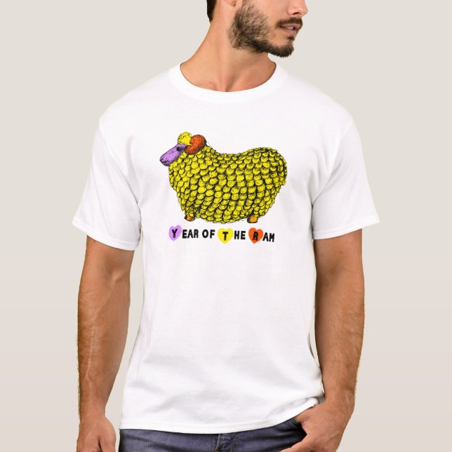 Lättare Gult Ram Kinesisk nyårshämtning Zodiac M W Tee Shirt (Framsida)
