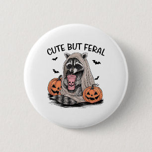 Lättare Halloween Raccoon med påssjuka Ts - Cute B Knapp