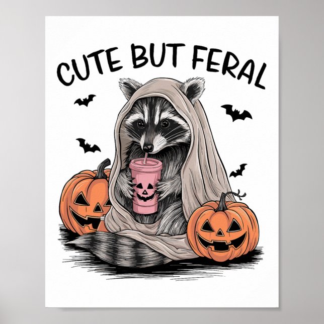 Lättare Halloween Raccoon med påssjuka Ts - Cute B Poster (Framsidan)