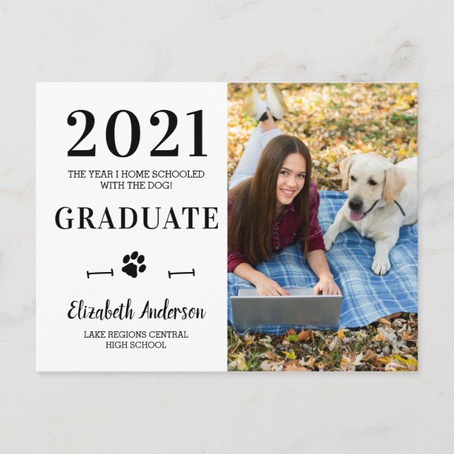 Lättare Hund i hemskolan 2021 Student Photo Inbjudan Vykort (Framsida)