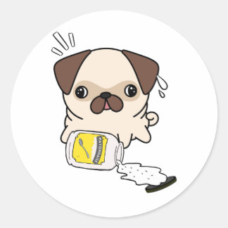 Lättare hund som spolats bort från majonnäs runt klistermärke