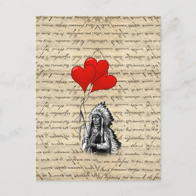 Lättare indiska höst- och hjärtballonger vykort (Framsida)