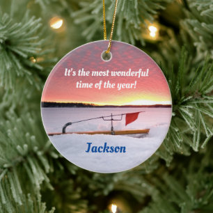 Lättare isfiske, Helgdag Julgransprydnad Keramik