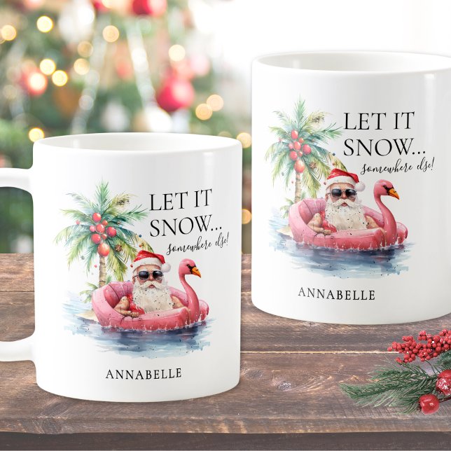 Lättare Jultomten Tropical Beach-jul Kaffemugg (Funny Santa Claus Tropical Beach Christmas Coffee Mug)
