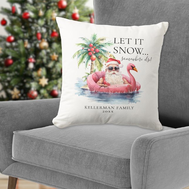 Lättare Jultomten Tropical Beach-jul Kudde (Funny Santa Claus Tropical Beach Christmas Throw Pillow)