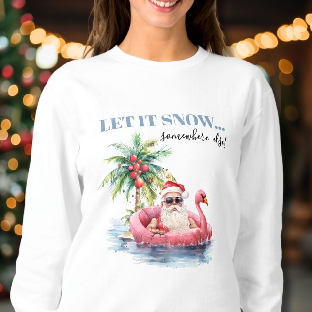 Lättare Jultomten Tropical Beach-jul T Shirt (Funny Santa Claus Tropical Beach Christmas sweatshirt)