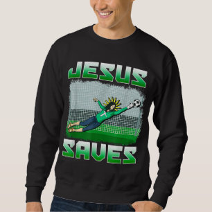Lättare kristen fotbollsspelare Jesus Saves Goalie Lång Ärmad Tröja