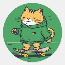Lättare kute på skateboard runt klistermärke