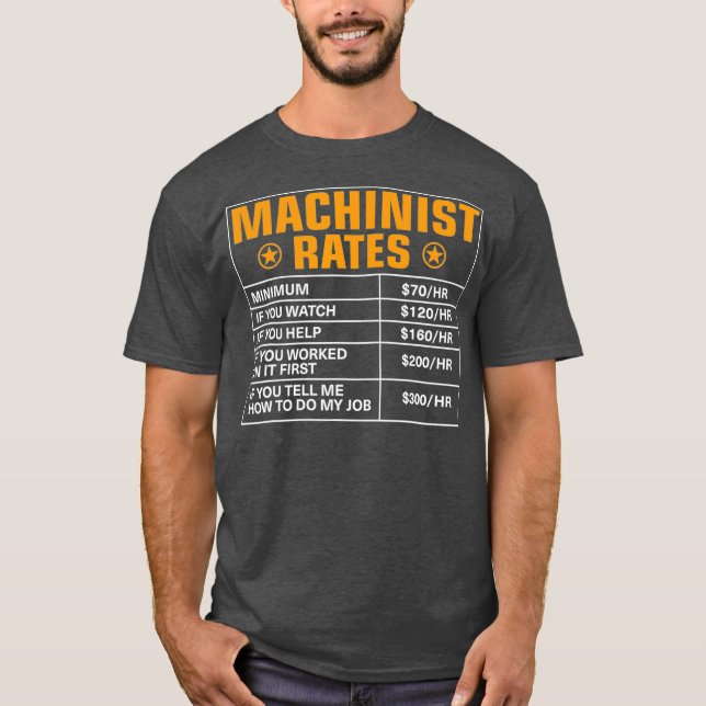 Lättare Machinist Rates Machinist Hourly Rates T Shirt (Framsida)